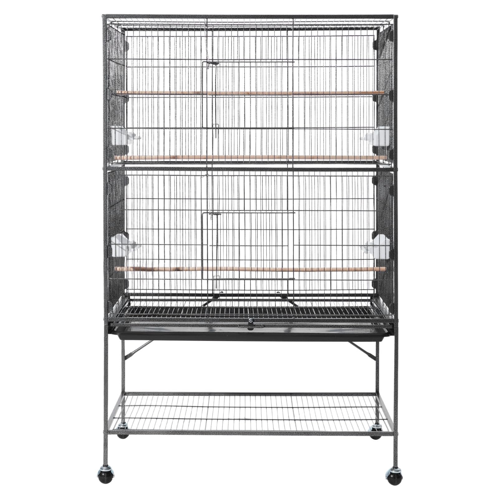 VEVOR Jaula para Pájaros, 930 x 580 x 1510 mm, Tapa Plana, Hierro Forjado, con Perchas, Bandeja Extraíble, Comederos de Plástico, para Herrerillo Común, Cacatúa NINFA, Canario, Loro Gris Africano