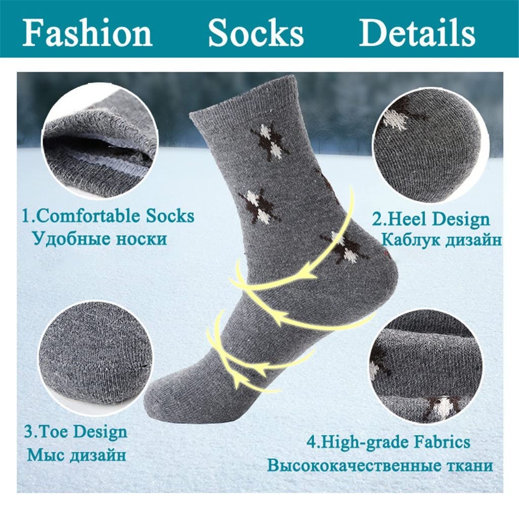 5 Pares/Lote Calcetines de Lana Hombres cálidos Invierno Cachemira cómodos Calcetines Casuales Hombres Calcetines de Regalo (Color: un tamaño: un tamaño) (Color : A, Size : One Size)