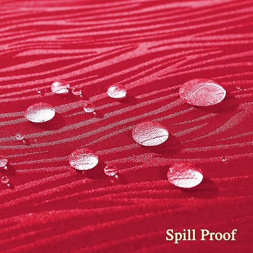 Miniatura 4 de MATIRUG Mantel rectangular de jacquard rojo de 52 x 70 pulgadas, texturizado sólido a prueba de derrames, resistente a las arrugas, peso pesado,