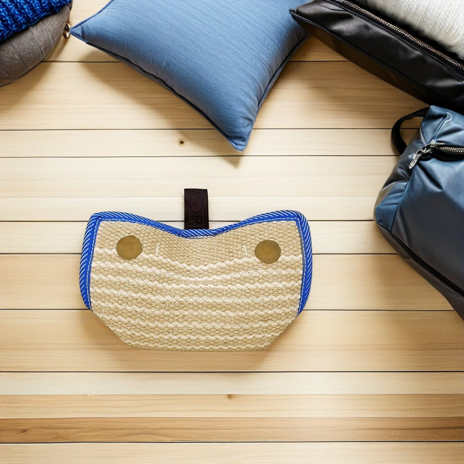 Angoily Coussin de Mordant pour Chien en Jute Résistant avec Poignée Ergonomique d'Entraînement Interactif pour Chiens de Travail et Dressage pour Écoles Canines et Usage Domestique