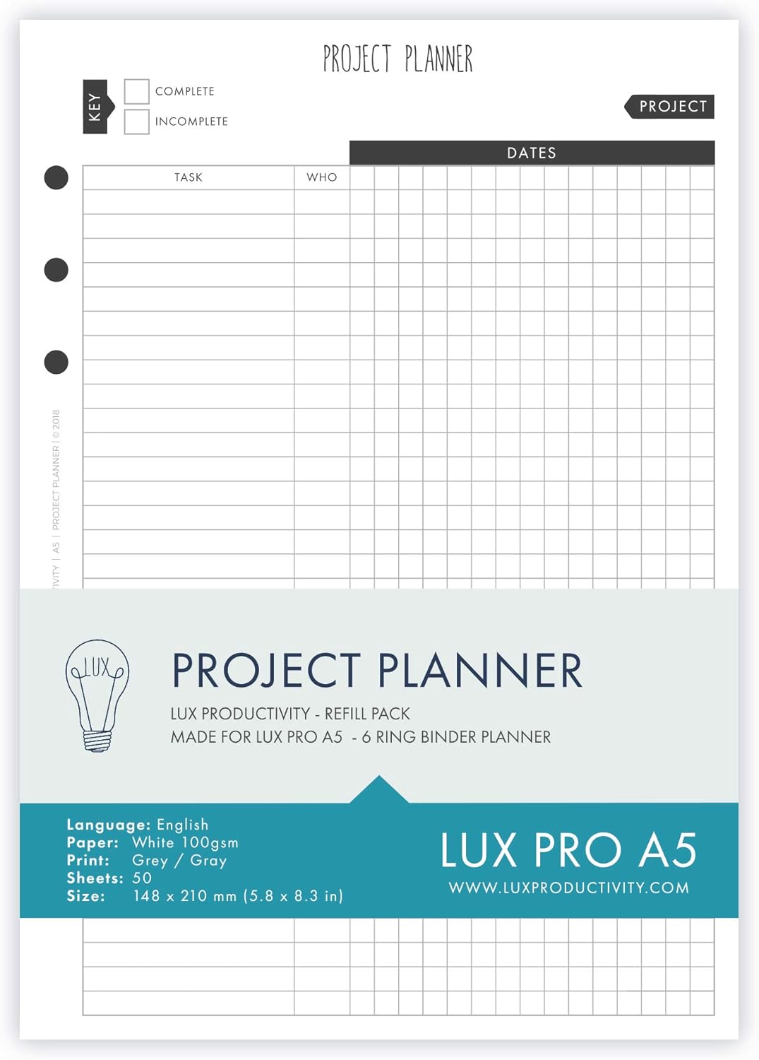 LUX PRO Productivity Planner Refill Packs (LUX PRO Project Planner