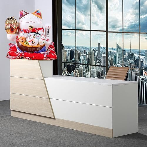 Miniatura 5 de Gato afortunado de cerámica blanca Maneki Neko de 7 pulgadas, porcelana decorada ornamentada para apertura de negocios