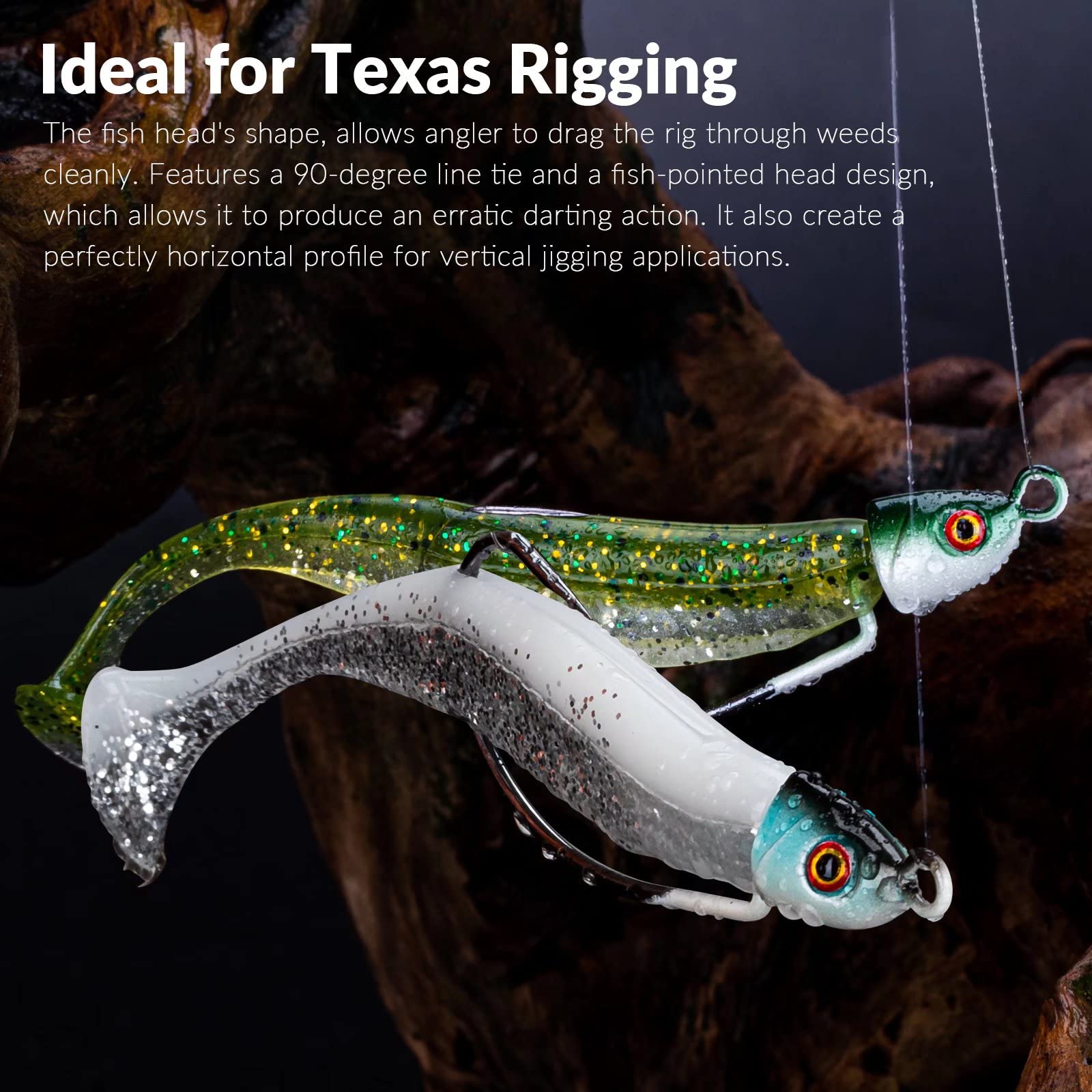 Texas Rig THKFISH - Hameçons 1/0# Avec Plombs 3.5g-14g - Bas De Ligne Prêt à L'Emploi
