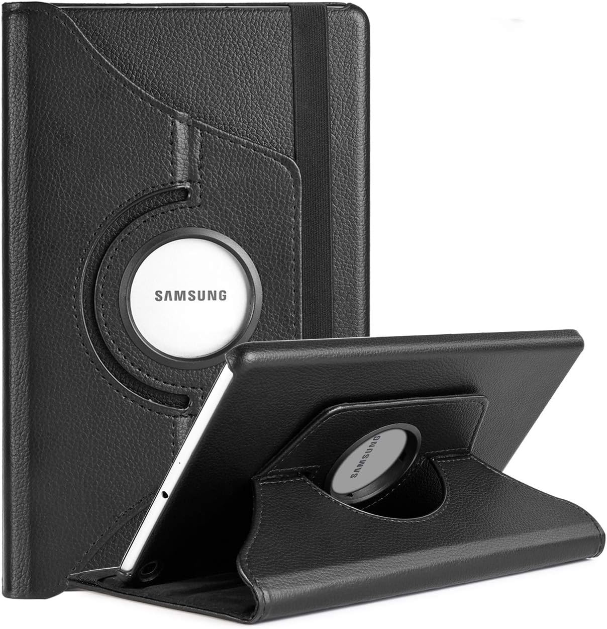 Yadoo-Samsung Galaxy Tab A 10.1 2019 Case,Vintage PU Leather Case with 360 Degree Rotating Stand Hard Folding Full-Body Case for Samsung Galaxy Tab A 10.1 2019 Release(SM-T510 /T515)-Black
