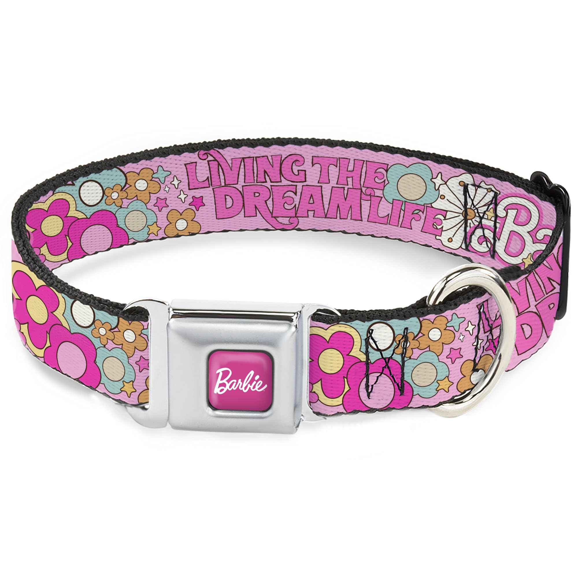 Collier pour chien Mattel avec boucle de sécurité en métal rose de 24 à 33 cm