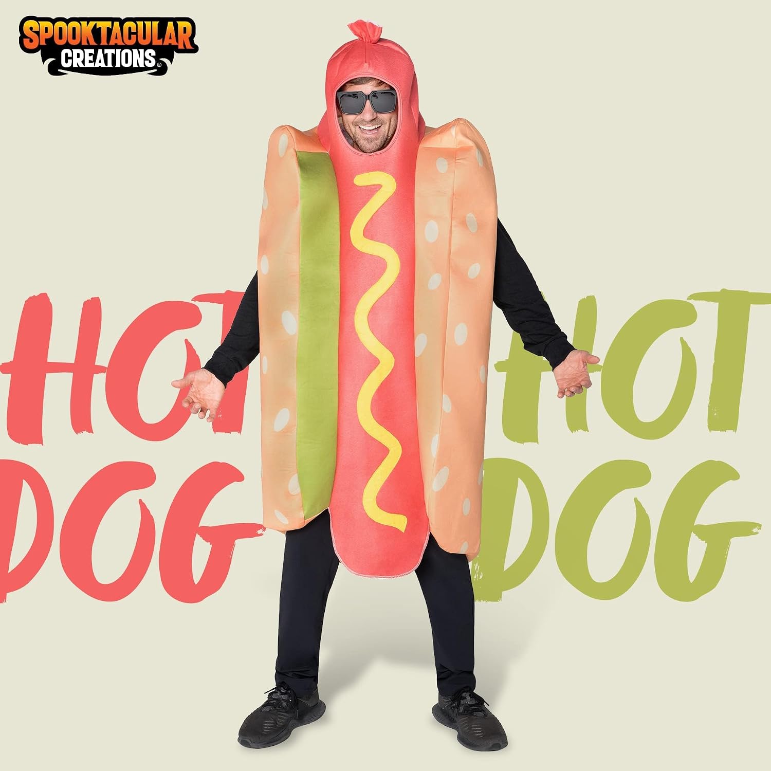 Spooktacular Creations Men Lightweight Hot Dog Costume Adult, Fun Food Costume Outfit for Halloween Dress Up Party