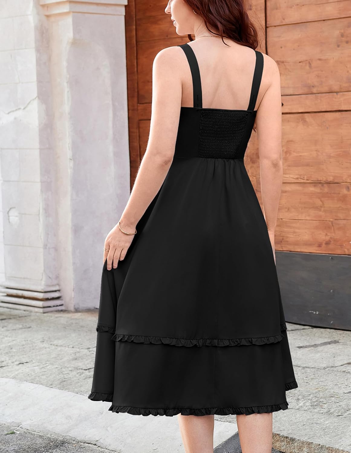 Belle Poque Women Summer Dresses 2026 Square Neck Spaghetti Strap Midi Dress Beach Vacation Sundress - Image 3