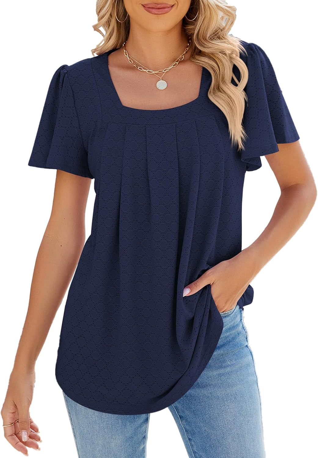 Akiooue Blouses for Women UK, Ruffle Short Sleeve Summer Tunic Elegant Smart Shirts Fashion Ladies Going Out Work Business Dressy Casual Tops Green Small