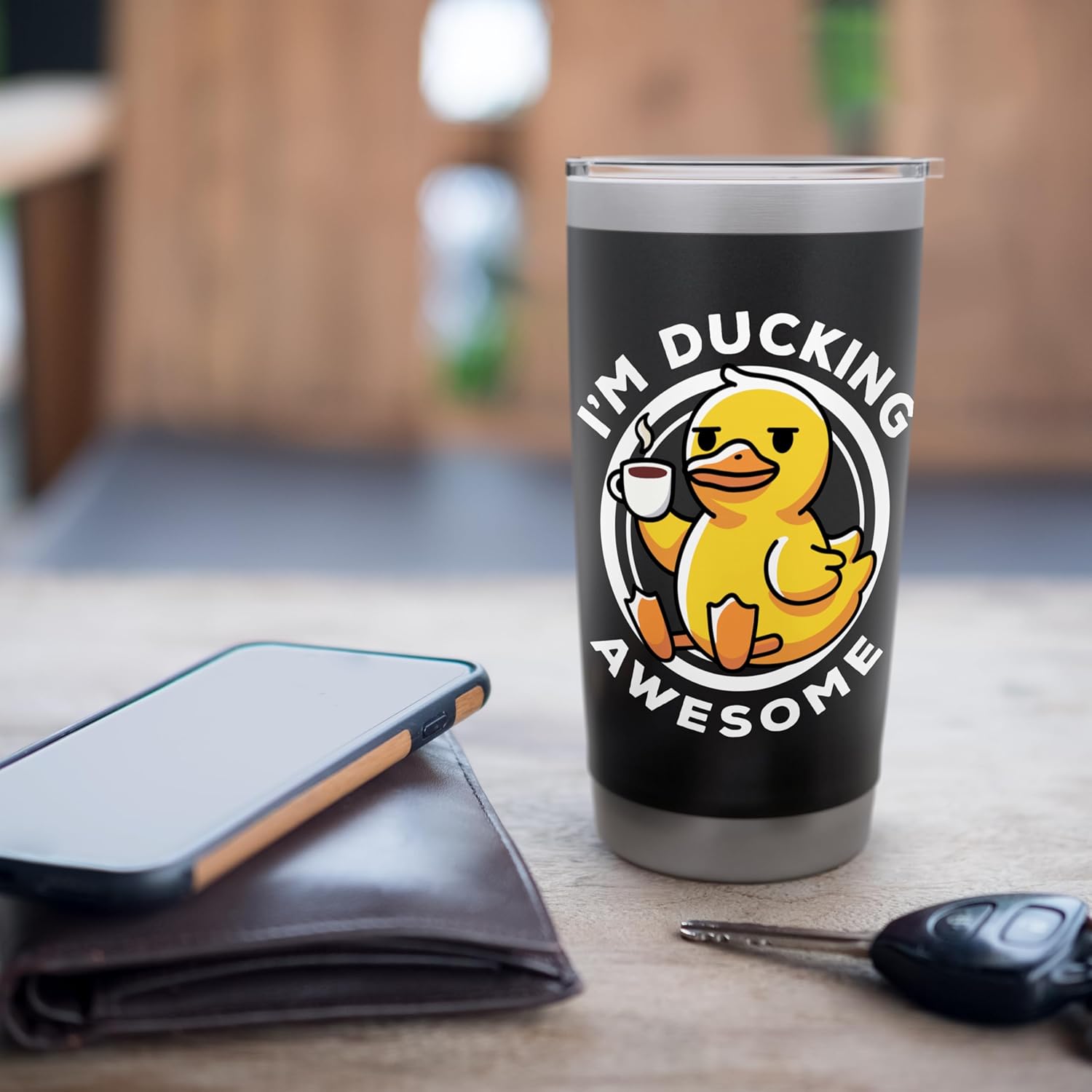 I'm Ducking Awesome I Love Duck Lovers Funny Rubber Duck Stainless Steel Insulated Tumbler - Image 7