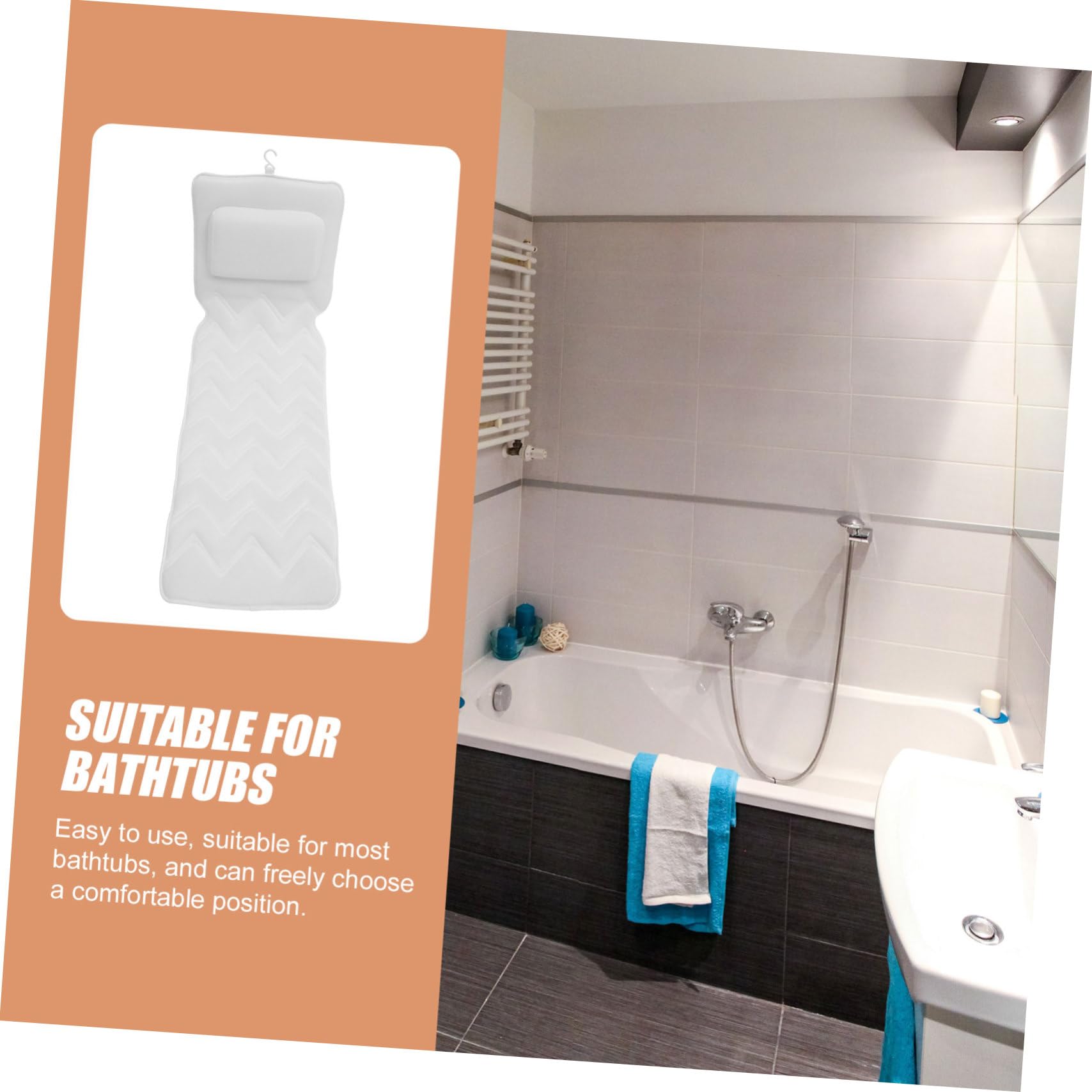 FRCOLOR Coussin de Bain 3D pour Baignoire, Support Tête et Cou, Polyester Blanc, Antidérapant et Facile à Installer, pour Spa et Voyage