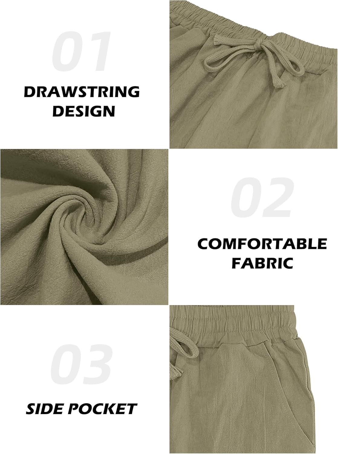 Men's Casual Linen Pants Loose Fit Drawstring Waist Lightweight Linen Trousers Summer Yoga Beach Long Pants - Image 6