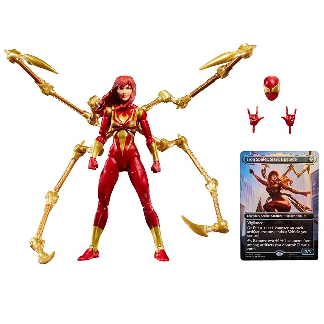 Marvel Legends Series, Magic: The Gathering, Mary Jane Watson (Iron Spider), Figura Spider-Man con Carta Exclusiva Metalizada
