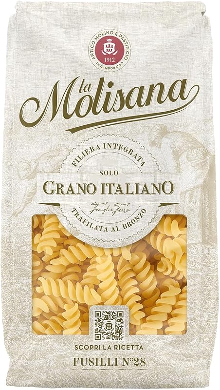 La Molisana, Fusilli n. 28, Pasta da Solo Grano Italiano - Trafilata al Bronzo, Ruvida e Tenace con Eccellente Tenuta in Cottura - Confezione da 500 g
