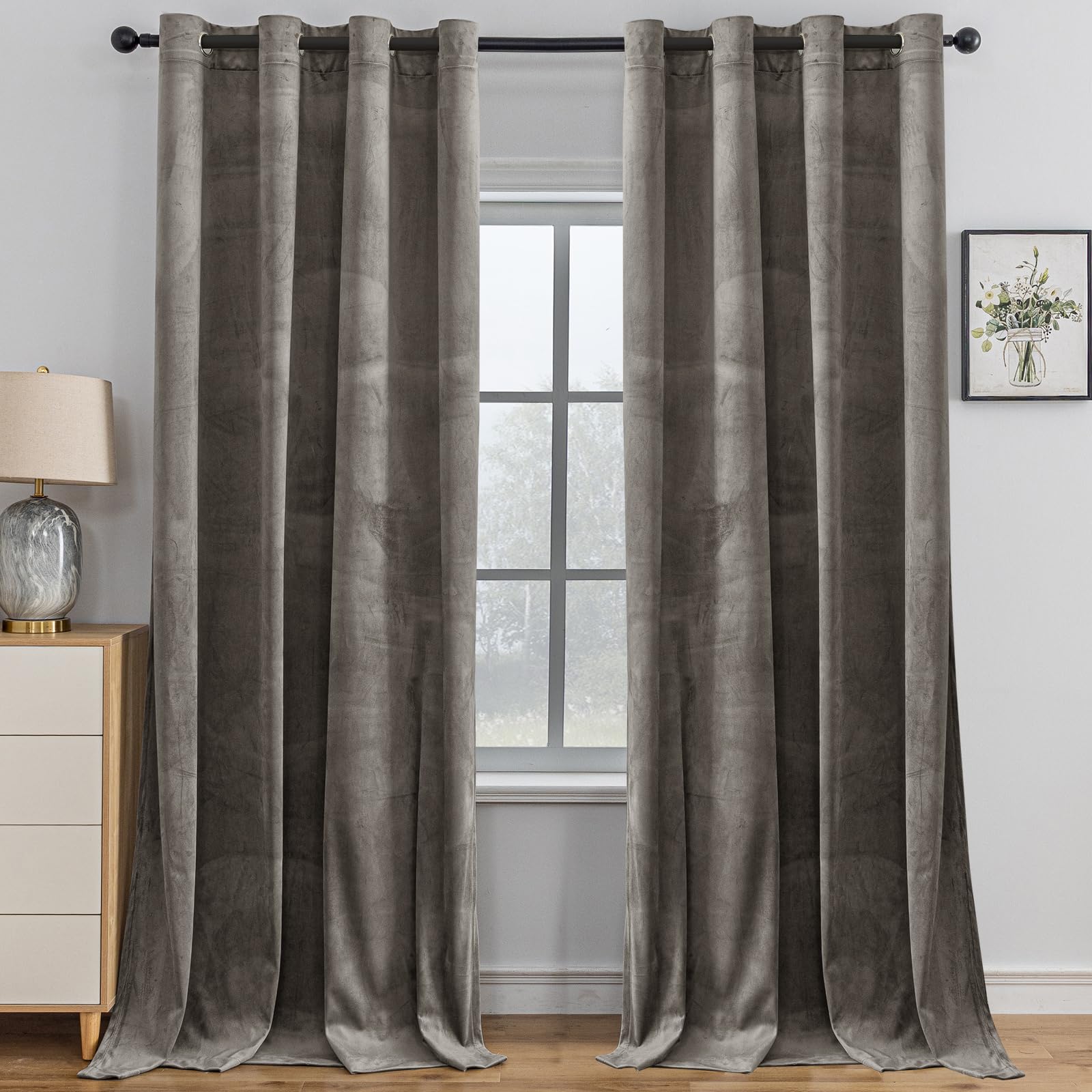 Cortinas Terciopelo Opacas 2 Piezas, 140×175CM, Cortinas Termicas Aislantes Frio Y Calor, con Ojales, Insonorizantes, Modernas, para Salon Dormitorio, Camel