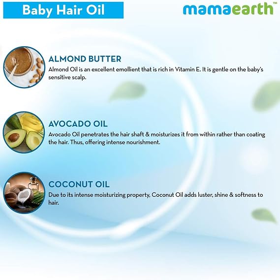 MAMAEARTH Baby Nourishing Hair Oil with Almond & Avocado oil 200ml