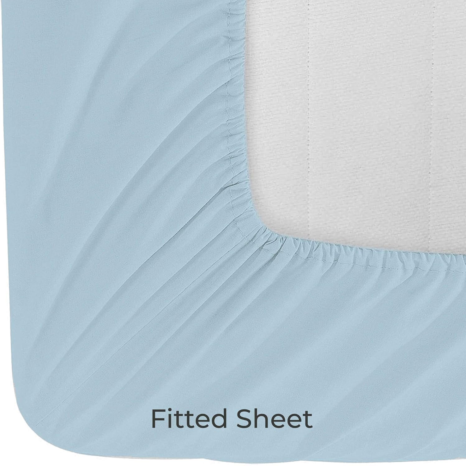 Fab Glass And Mirror 4 PC Combed Cotton Cal King Bed Sheets Set Fits Mattress Upto 16 Inch DEEP Pocket Percale Weave Finish Dyed Light Shade 200 Thread Count Long Staple, Baby Blue, (DYT2-CKSAVF)