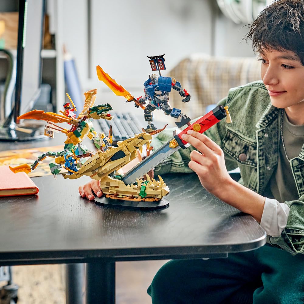 LEGO NINJAGO Bitwa o Smocze Ostrze 71871 | zestaw bitewny ninja, zabawka akcji, prezent dla chłopca i dziewczynki 9+, pojedynek ninja, 1016 elementów