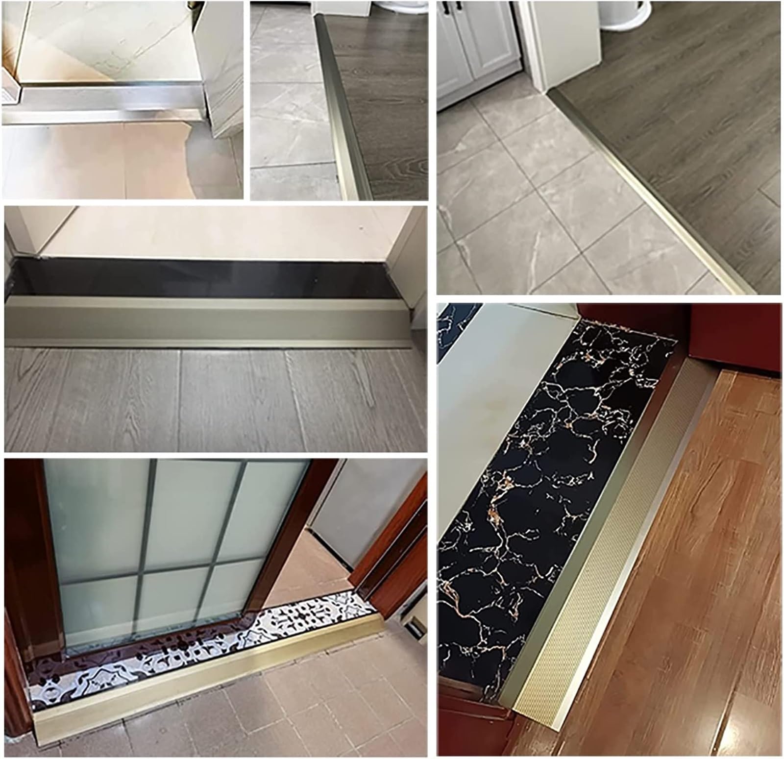 Profilo di Transizione, Striscia di Soglia, Striscia di rifinitura for bordi da moquette a pavimento/legno a piastrelle con scanalatura antiscivolo, adatta a pavimenti irregolari(Silver)