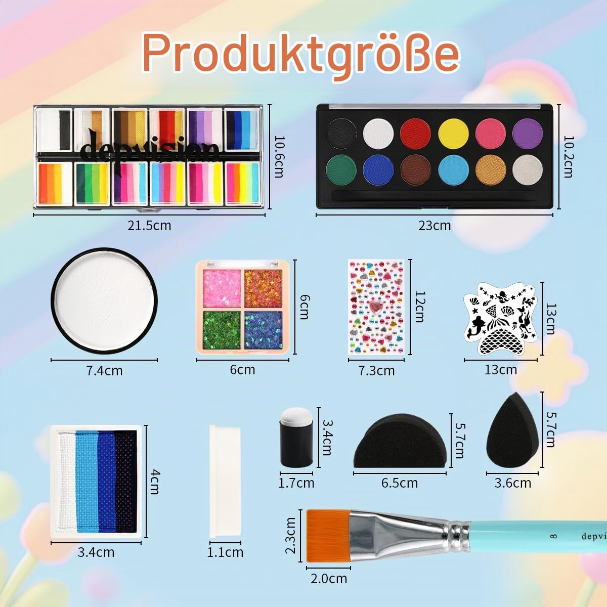 Professional Face Painting kit for kids 68 Colors Split Cake Face Paint Kit