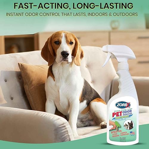 Miniatura 4 de ZORBX Spray removedor de olores de mascotas sin perfume de 16 onzas líquidas  Sin perfume fuerte removedor de olores de arena  Control avanzado de