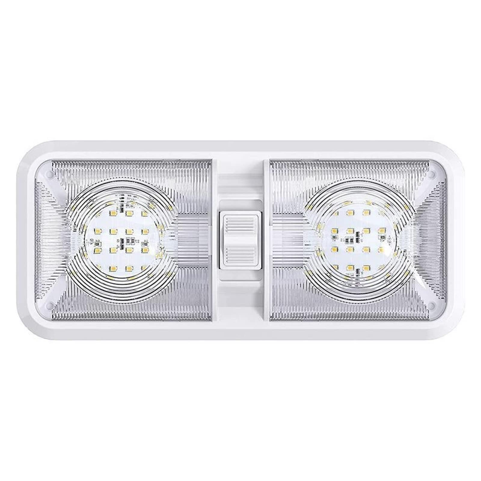 1 Pcs LED RV Lights 12V 48 LED Interior Double Dome Ceiling Light for RV Boat for Camper Trailer White Caravan Accessories(Warm White 4500K)