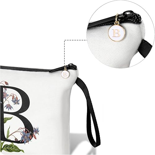 Miniatura 10 de Bolsas con letras iniciales de flores para mujer, bolsa de maquillaje con inicial, bolsa de cosméticos con inicial, bolsa de maquillaje