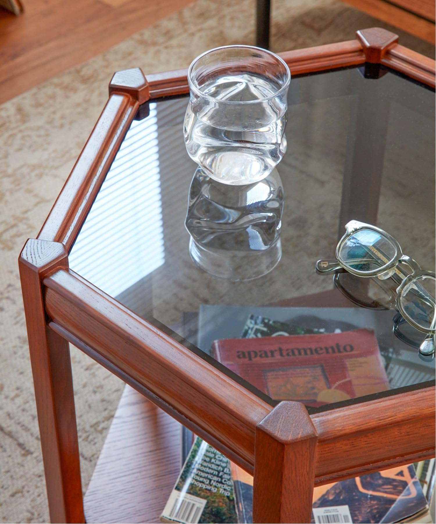 Amazon.co.jp: ACME Furniture BROOKS HEXAGON TABLE BLACK GLASS