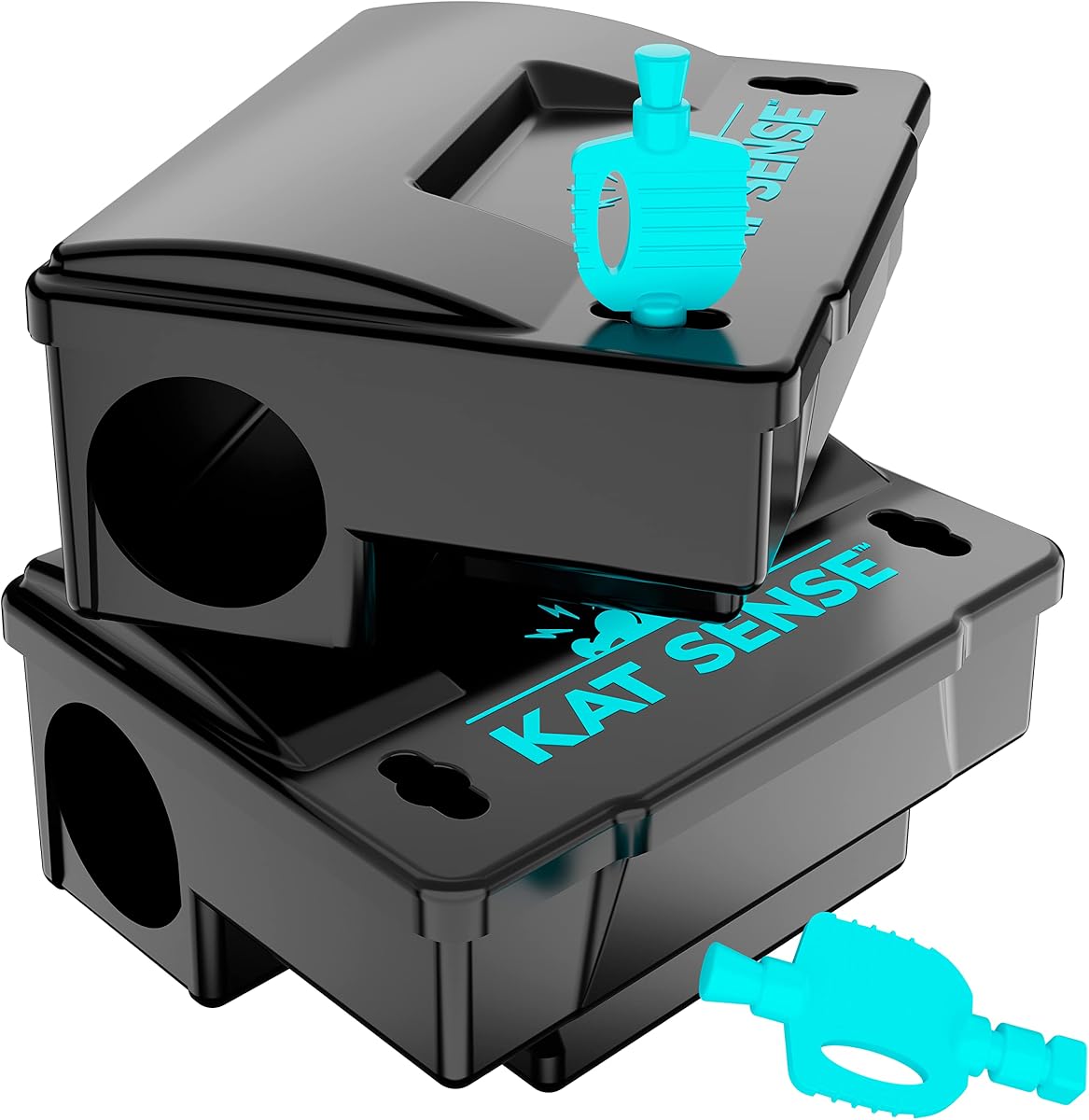 Rat Bait Station Traps, Reusable Humane Rodent Box Against Mice Chipmunks N Squirrels That Work, Smart Tamper Proof Cage House to Secure Bait Block and Pellets, Mouse Bait Station Outdoor