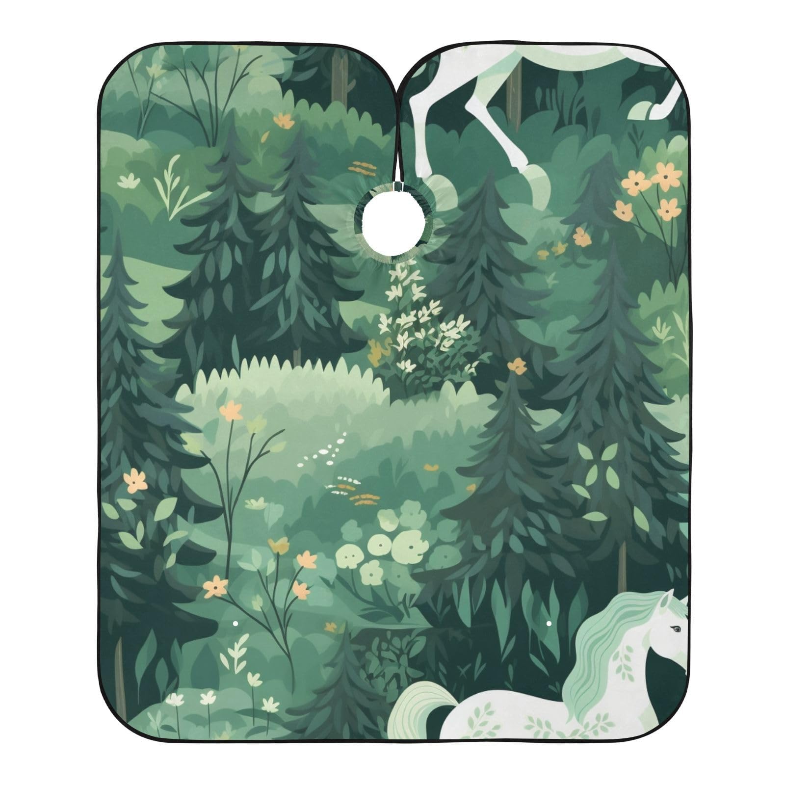 Capa De Peluquería Caballo Y Árbol Verde Capa De Barbero Profesional Con Cierre De Botones Transpirable Bata Peluqueria Unisex, Para Niños, Mujeres, Hogar, 140×168cm