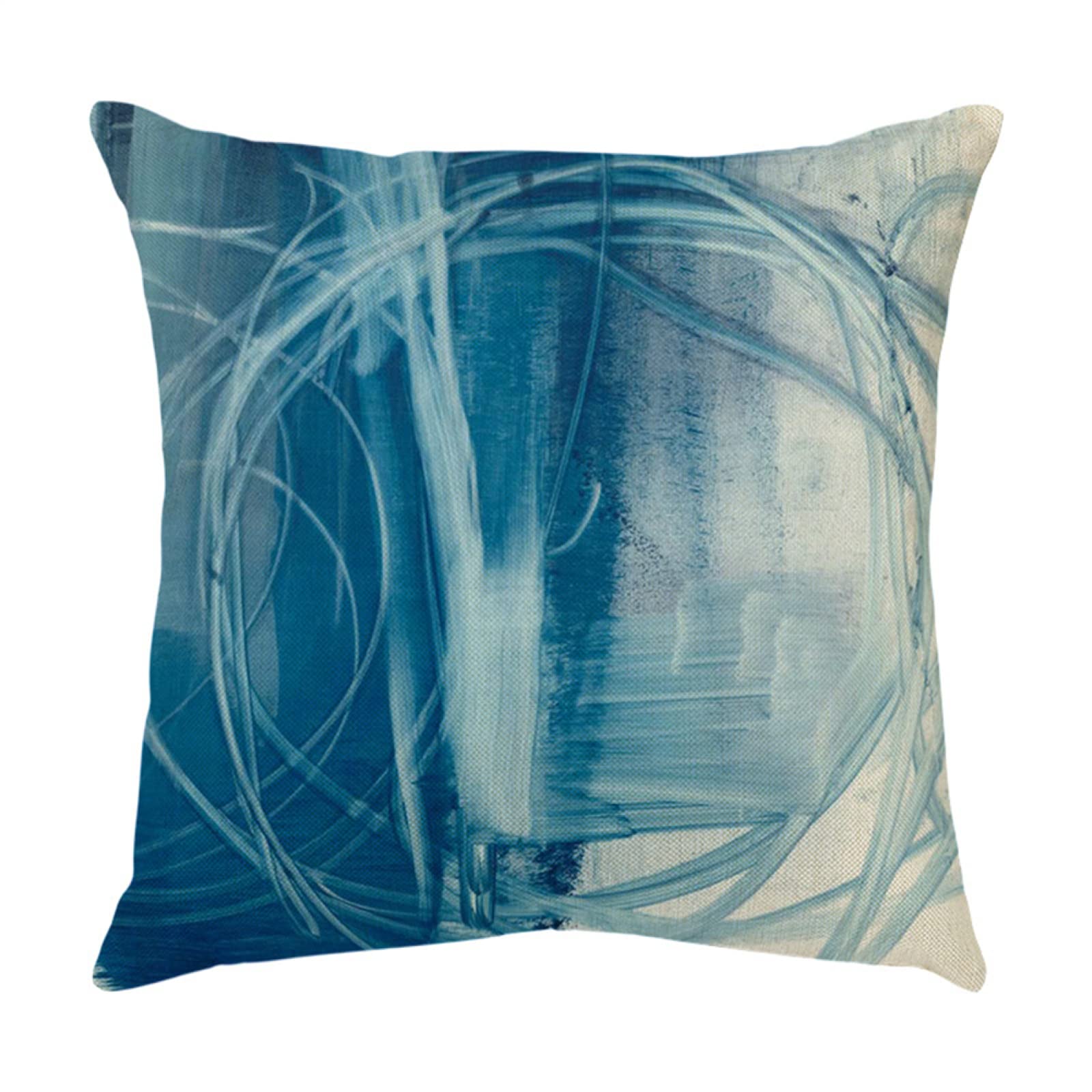 4 Piezas Funda de Almohada Rayas Azules Abstractas Fundas de Cojín Terciopelo Sencillo y Decorativo para Sofá Camas Dormitorio Coche Lino Cojines Throw Pillow Covers 80x80cm/32x32 Inch