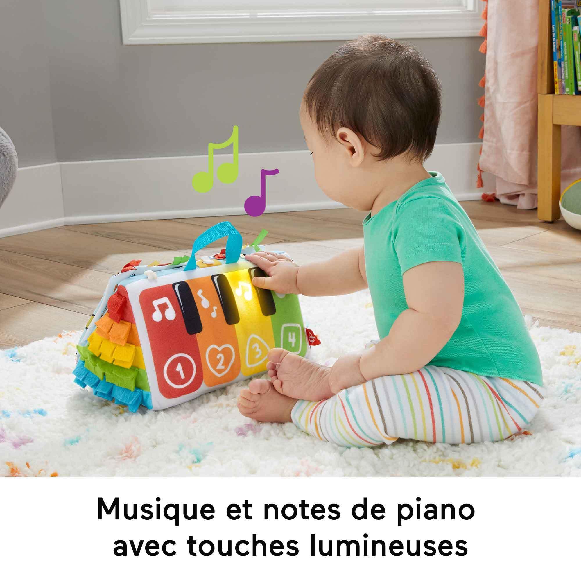 Fisher-Price Jouet Musical Mon Piano D’Éveil Sensoriel pour Jeu À Plat Ventre Et sur Le Dos Bébés, avec Touches Lumineuses Multicolores Et Musique, Jouet Bébé, HND54