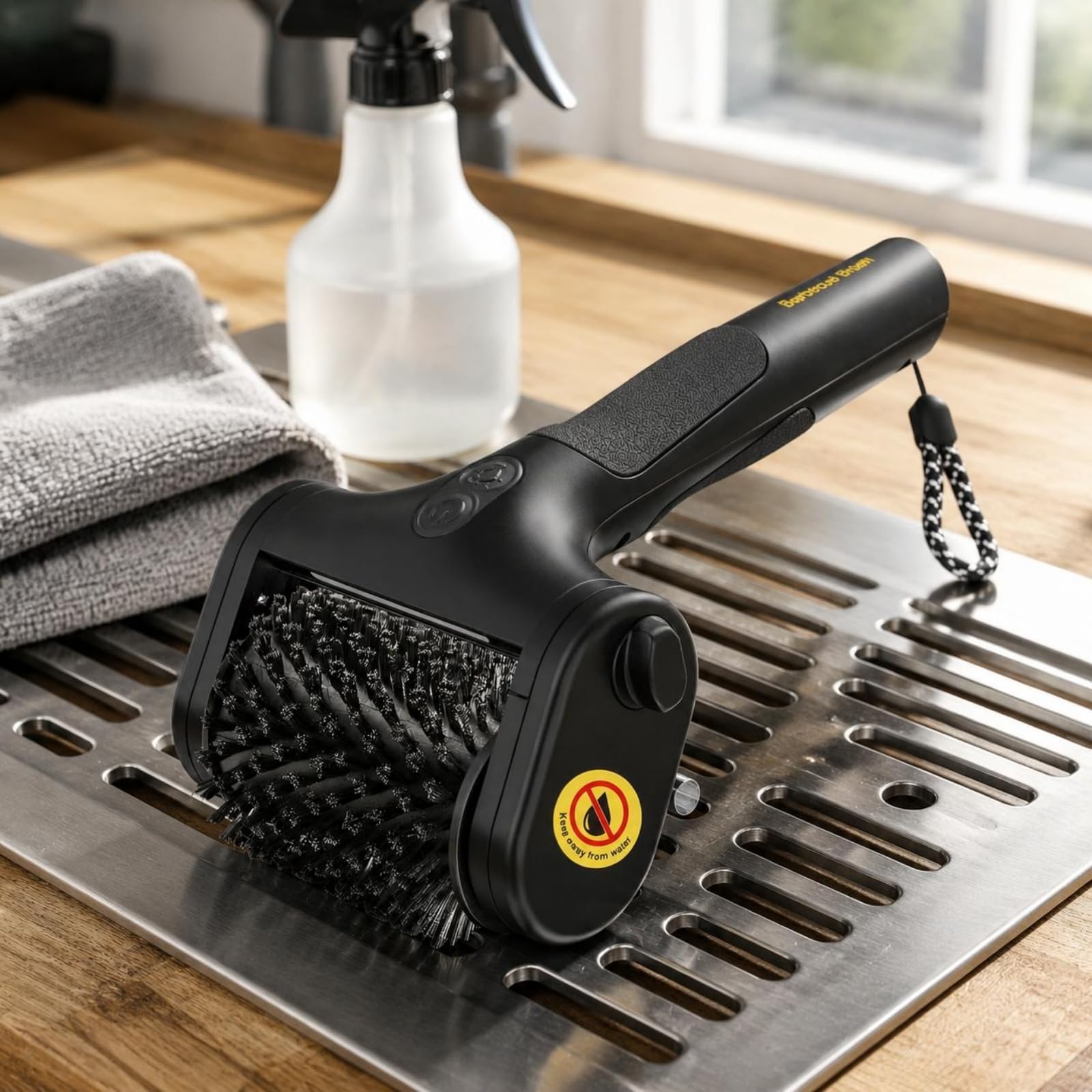 Spazzola Elettrica per Barbecue Spazzola per Griglia Detergente per Griglia Pulitore per Griglia con Corpo in Acciaio 304 E Plastica Resistente Adatta, Doppia Testa con Guanti