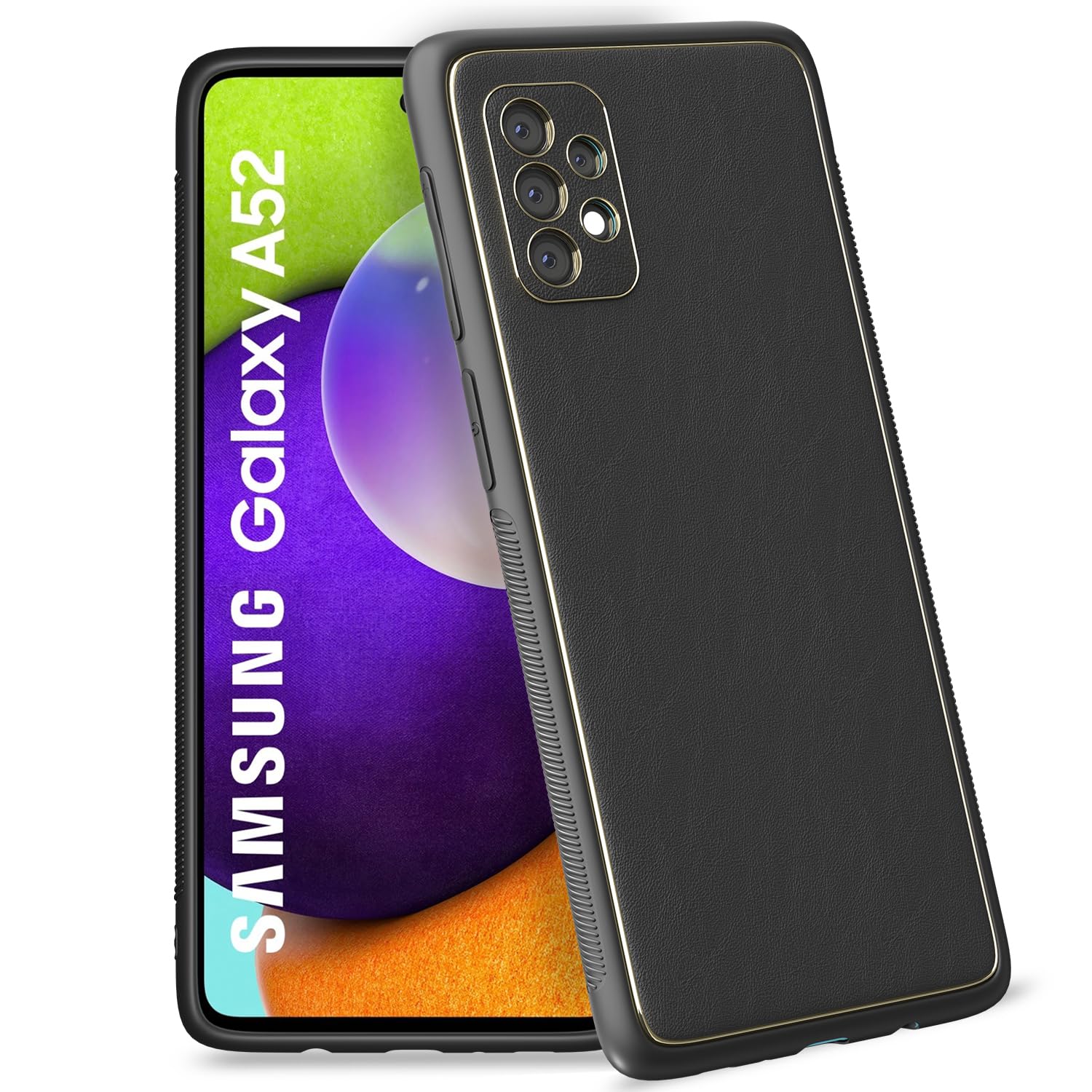 Pikkme Samsung Galaxy A52 / A52s Back Cover | Gold Electroplating Leather Chrome | Raised Edges | Super Soft-Touch | Bumper Case for Samsung Galaxy A52 / A52s (Black) (B0B6Q9Z1HR) Amazon Price History, Amazon Price Tracker