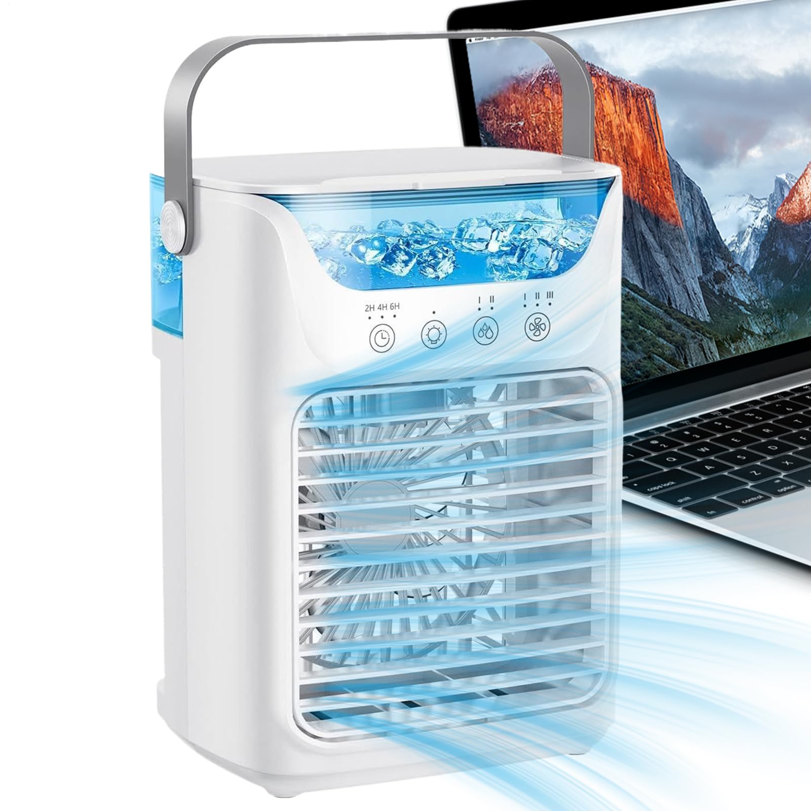 Klimagerät – Büroventilator mit Wassertank – leiser Ventilator für den Sommer, 3 Geschwindigkeitsstufen, Kühler für Büro, Schlafzimmer