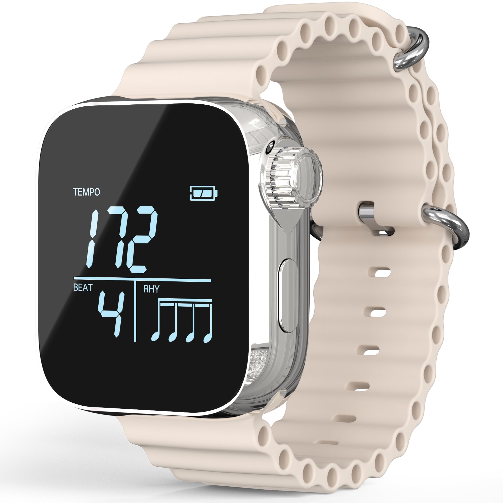 AKLOT Reloj de metrónomo vibrador, metrónomos de pulso ajustables por aplicación (instrumento/deportes/tiempo de 24 horas), metrónomo de muñeca para práctica de batería/guitarra, ritmo de vibración