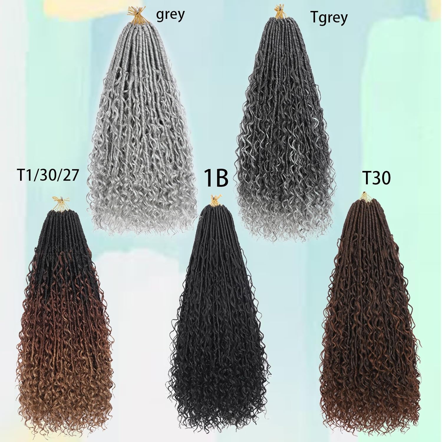 24 Inch Goddess Locs Crochet Hair Grey Ombre Pre Looped Braiding Hair 84 Strands Gray Bohemian Faux Loc Boho Braids River Locs Dreadlocs Hair for Black Women