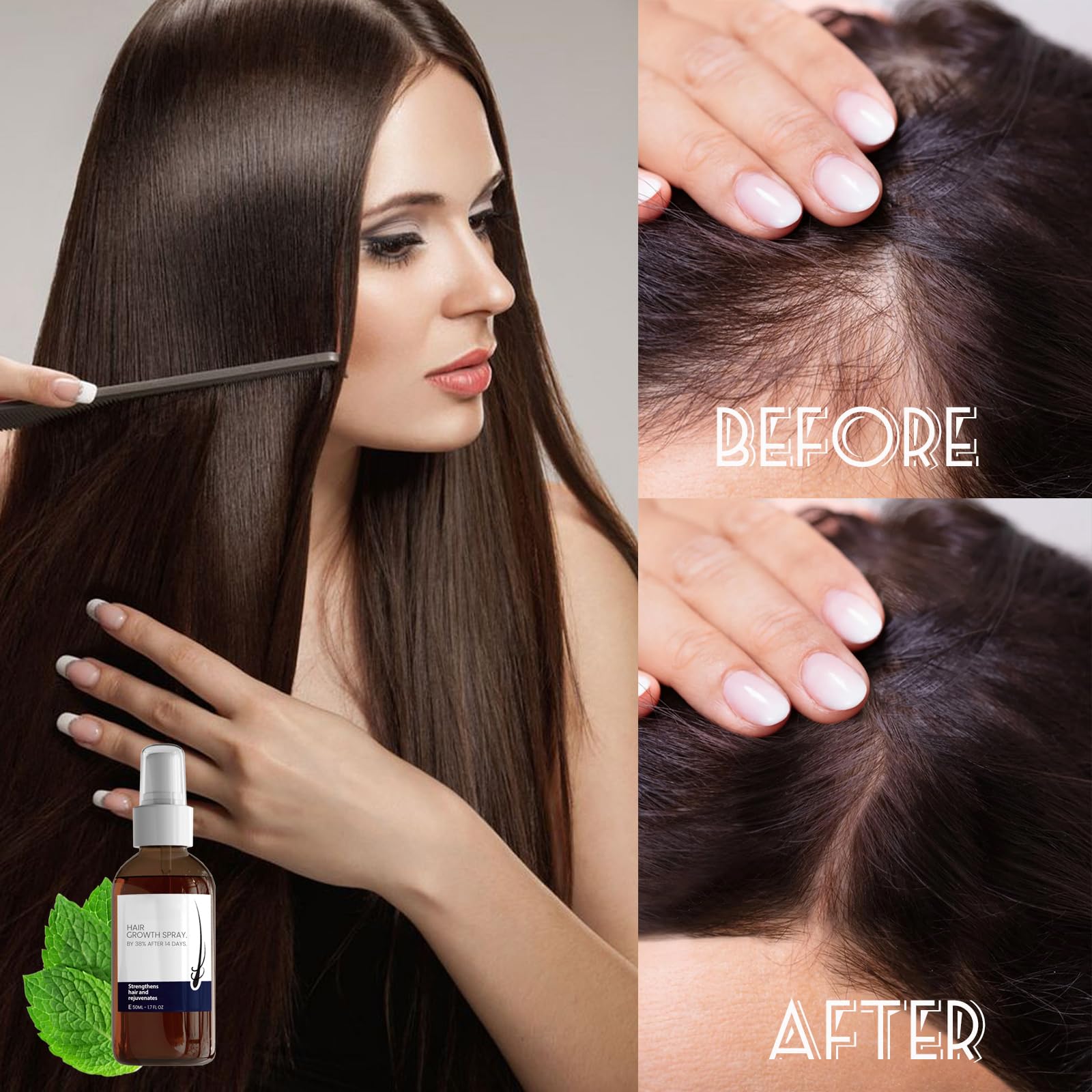 2024 New Hair Growth Spray for Men & Women, 50ml Polygonum Multiflorum Root Extract and Ginger Root Oil Nourish Hair, Hair Enhance Serum for Dry, Frizzy, Damaged Hair (50ml)