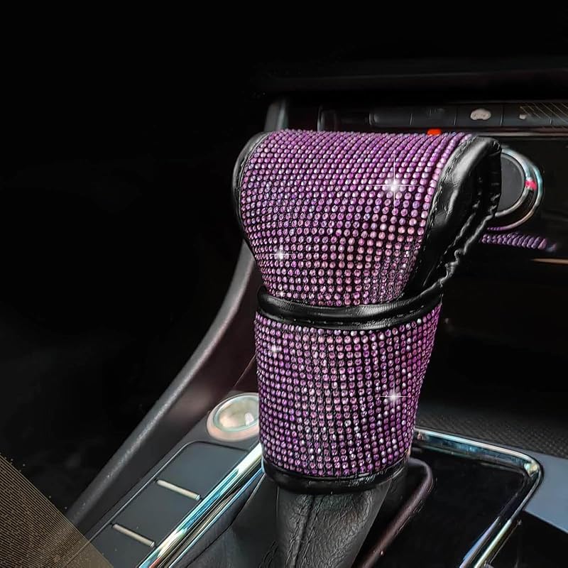 Capa para Manopla de Câmbio com Strass e Cristais Rosa ABOTHGD em PU Leather