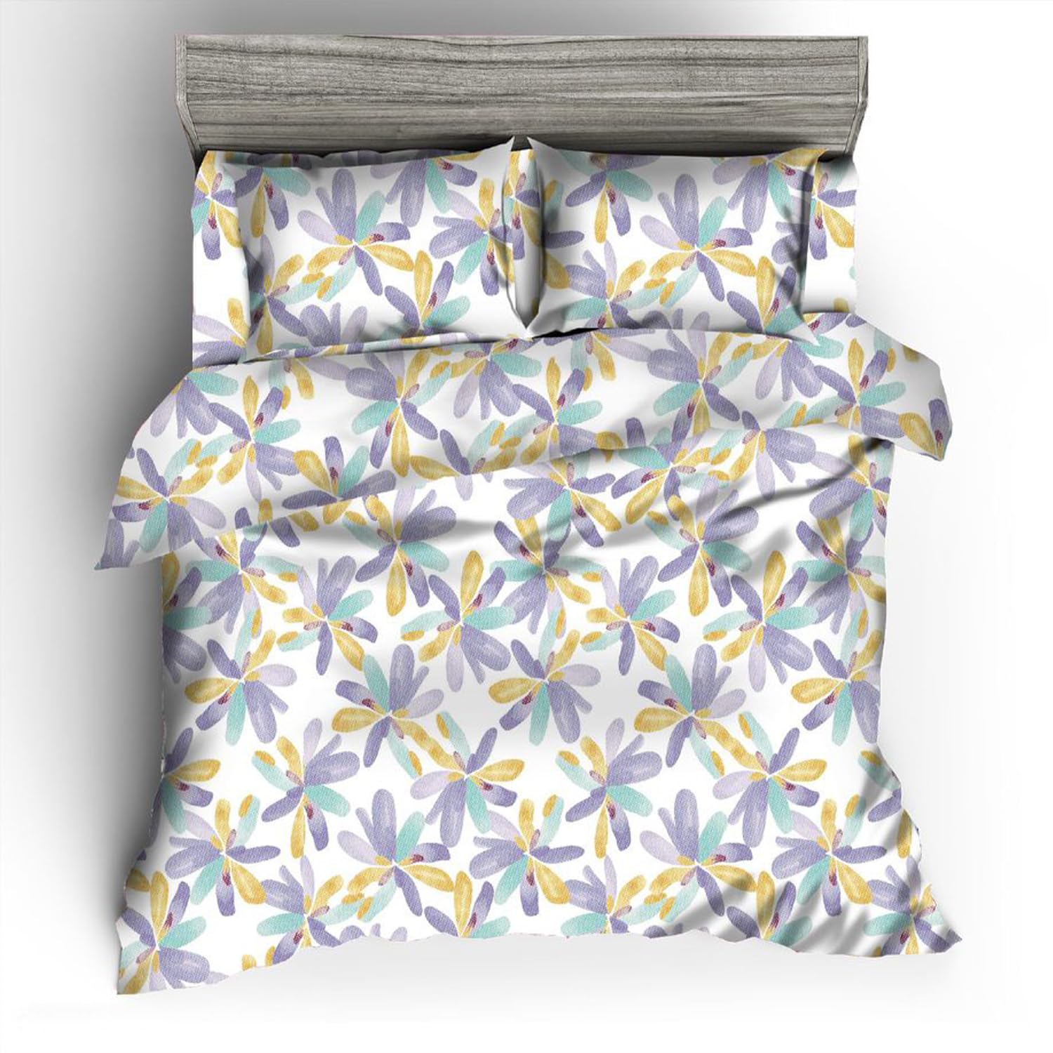 GREATOYAR Juego de Nórdica,Juego de Funda de Edredón, Set de 4 Piezas, 1 Funda Nórdica, 1 Sábana Bajera Ajustable, 2 Fundas de Almohada, 100% Poliéster, Transpirable, para Cama 150cm, Flor Lila