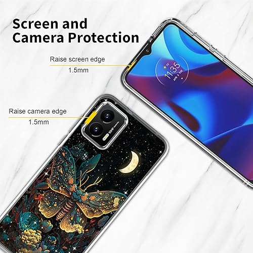 Miniatura 5 de Funda transparente para Motorola Moto G Stylus 5G 2023 con patrón de polilla de mariposa para mujeres y hombres, doble capa híbrida de poliuretano