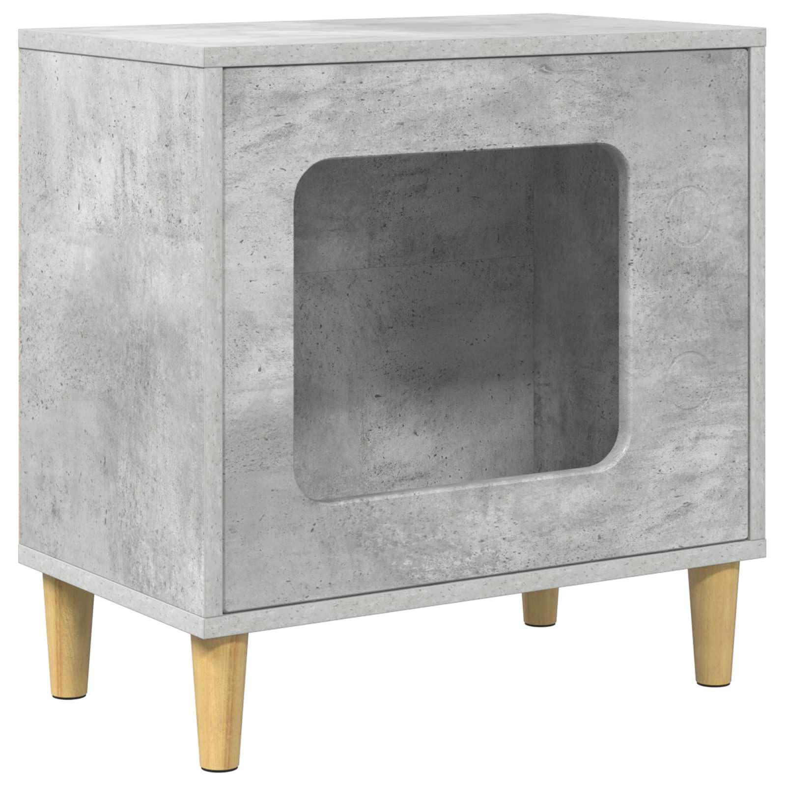 Katzenhaus Beton-Optik 51x30x52cm Holzwerkstoff Indoor | Stilvolle Katzenhöhle in moderner Beton-Optik für das Wohnzimmer, bietet stabilen Rückzugsort für Haustiere.