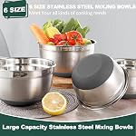 Umite Chef Mélanger des bols avec des lids hermétiques 6 Pièces en en acier inoxydable métal de nichoir Bols de rangement par Umite Chef, Taille des semelles antidérapantes 7, 3.5, 2.5, 2.0,1.5, 1QT, Idéal pour le mélange & Service (Grey)
