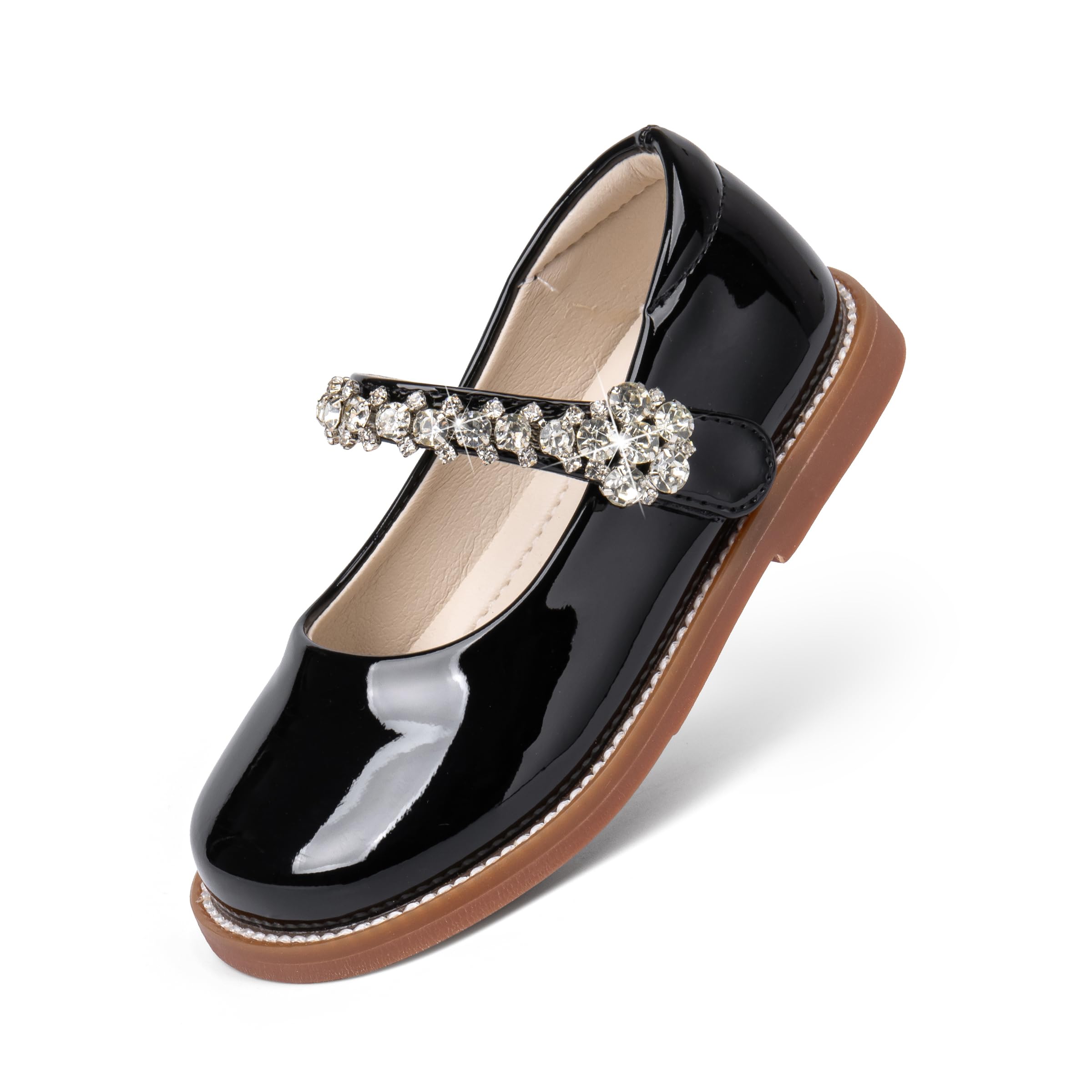 PHIRAMIN Toddler Flower Girl Dress Shoes - Little Girl Mary Janes Flats Wedding