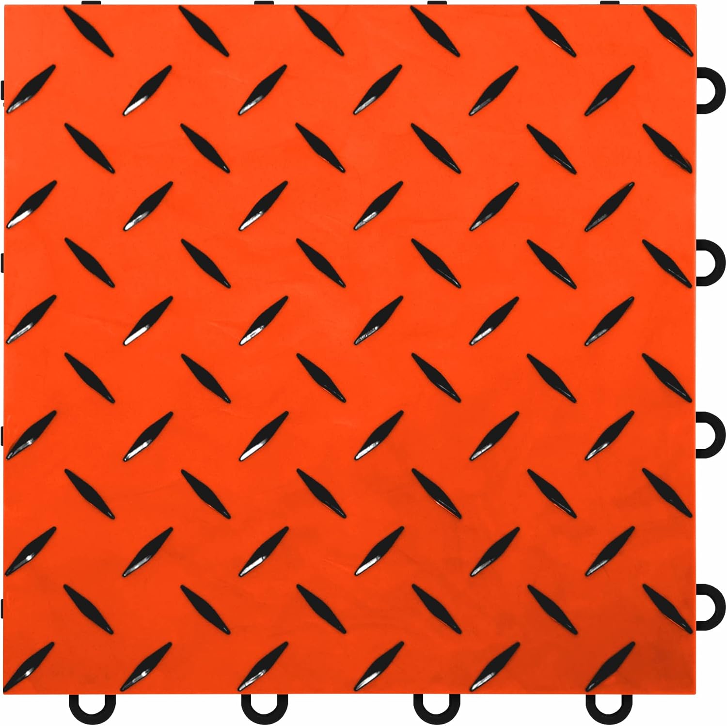 IncStores 5/8" Thick Nitro Pro Interlocking Floor Tiles, Garage Floor Tile for a Stronger and Safer Garage, Workshop, Shed, or Trailer, Diamond-Top Garage Floor Covering, Harley Orange/Black, 20 Tiles Harley Orange / Black 20 Tiles