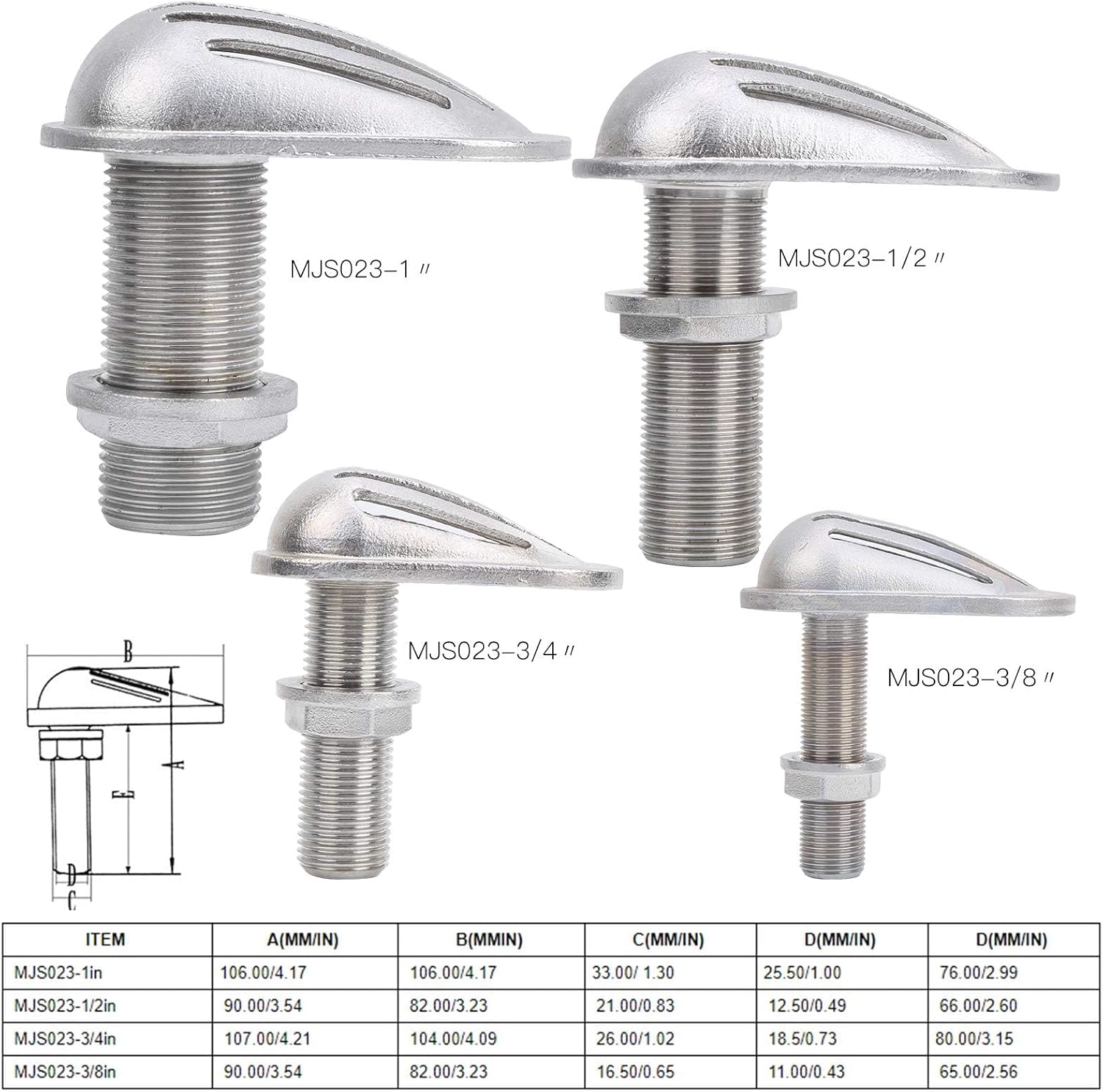 HERCHR Stainless Steel 316 Marine Boat Intake Strainer Thru‑Hull Water Pickup Filter Scoop for Boat Plumbing Fittings