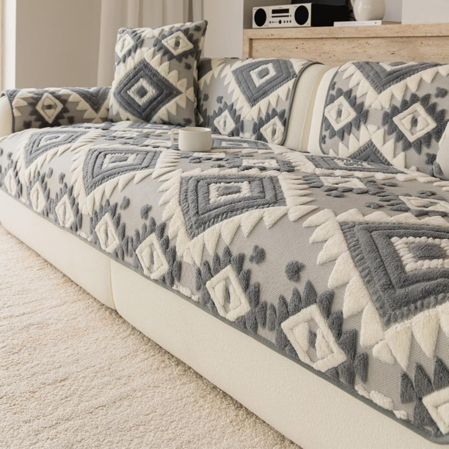 Funda de Sofá de Chenilla Suave,Colcha Sofa,Colcha Multiusos para Sofas,Protector Sofá para Perros y Gatos, Sofa Cover Antideslizantes y Antimanchas, Lavable,Dark Gray,90 * 160cm