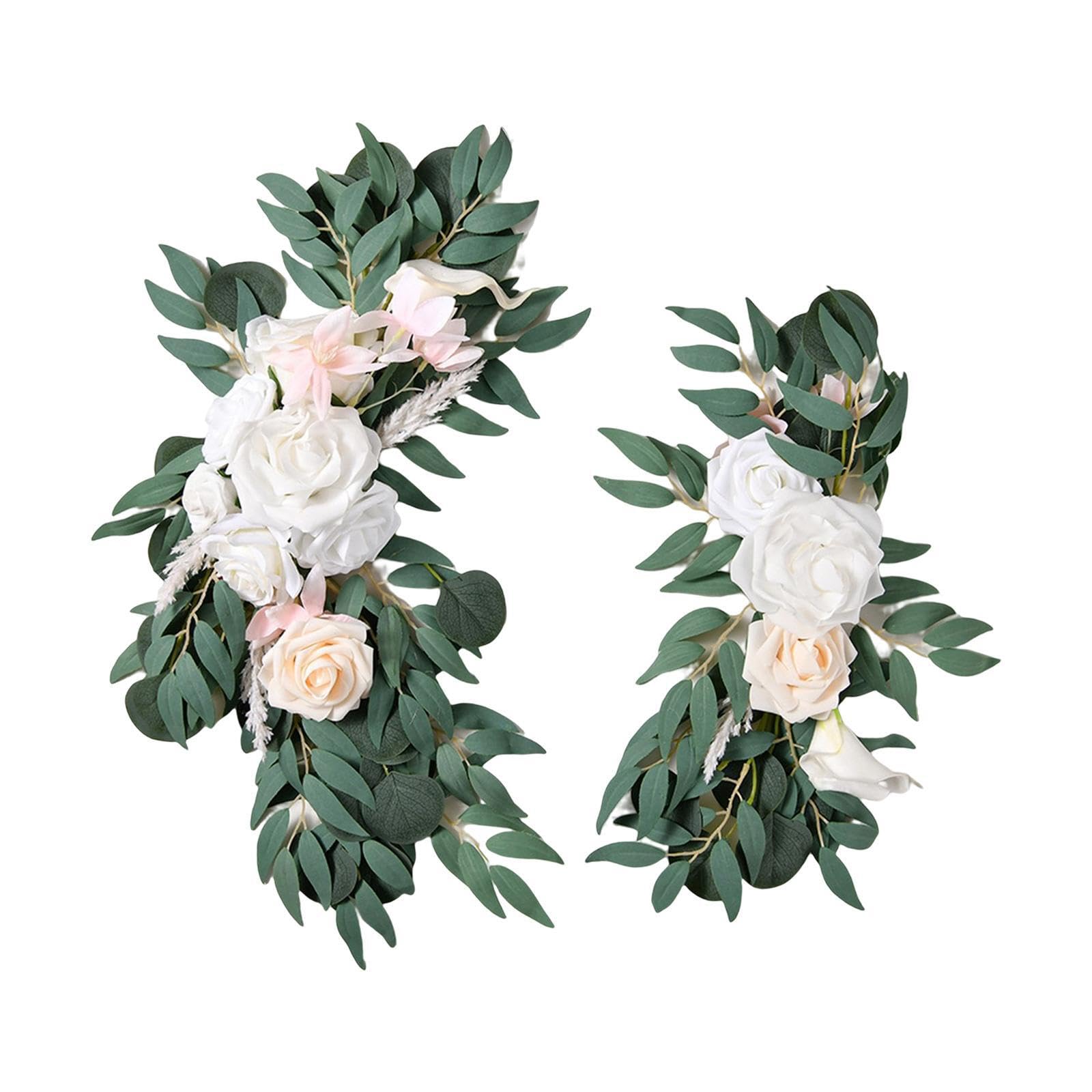 Auyxssz Elegant Wedding Arch Garland Showcasing Stunning Silk Flowers And Eucalyptus Leaves Creating Romantic Atmosphere Rustic Artificial Floral Swag