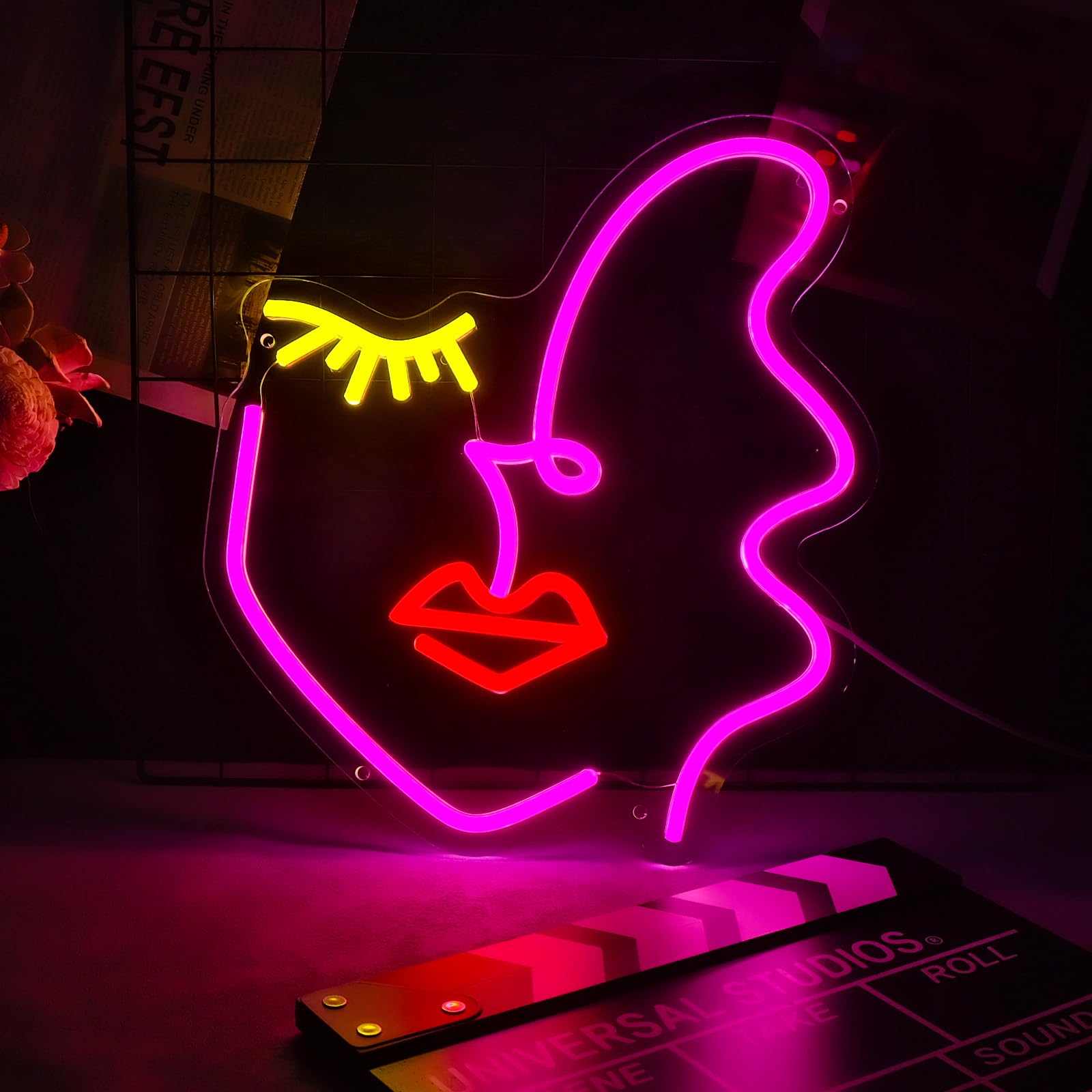 Letreros de neón con luces LED de neón, estilo artístico, luces decorativas de pared, líneas minimalistas, luces de neón para Navidad, habitación, dormitorio, sala de estar, fiesta de cumpleaños,