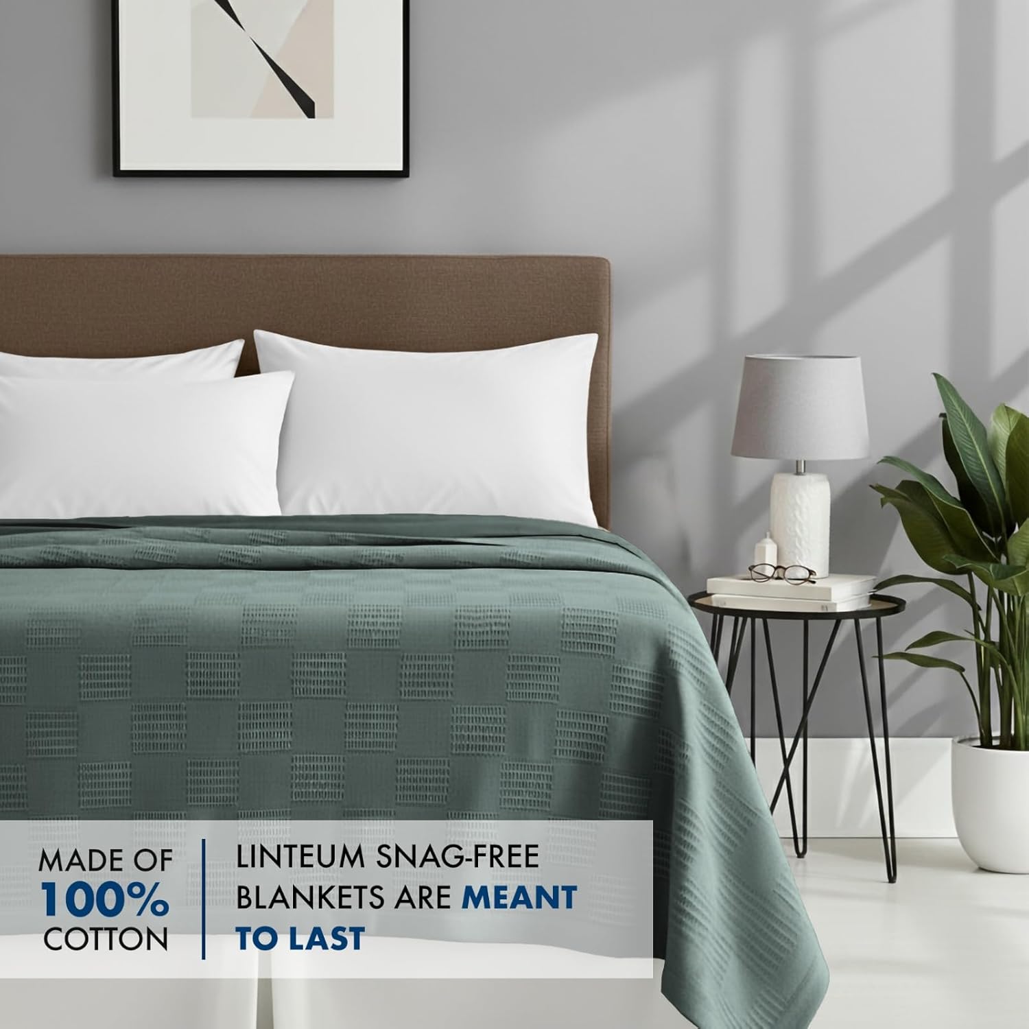 Linteum Textile Supply Thermal Blanket (Grey, Queen) Long Lasting and Durable Snag-Free Soft Blanket, Made from 100% Cotton Material for Home, Hospitals, 90x90 Inches - Image 2