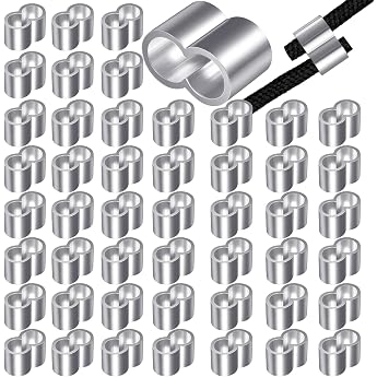 Pack of 50 Rope Clamps 6 mm Crimp Sleeves Press Clamps Double Sleeves
